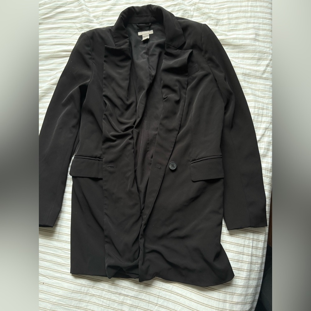 H&M Black Longline Single-Button Blazer